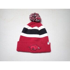 Arkansas Razorbacks 47 Beanie Hat Pom Pom Knit Red Black White Pig Sooie